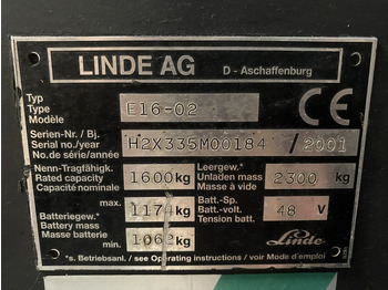 Electric forklift LINDE E16