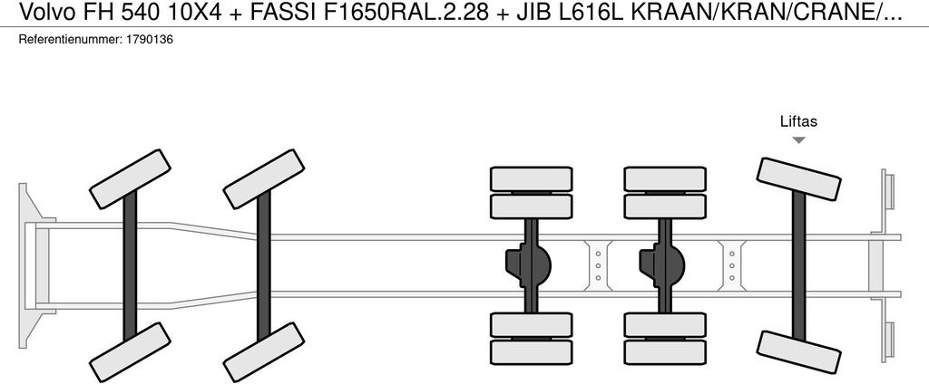 Crane truck, Dropside/ Flatbed truck Volvo FH 540 10X4 + FASSI F1650RAL.2.28 + JIB L616L KR: picture 29